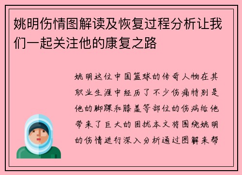 姚明伤情图解读及恢复过程分析让我们一起关注他的康复之路